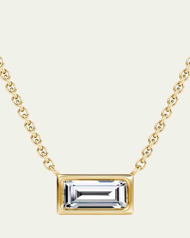 14K Yellow Gold Bezel Lab Grown Diamond Necklace, 18"L, 0.5tcw